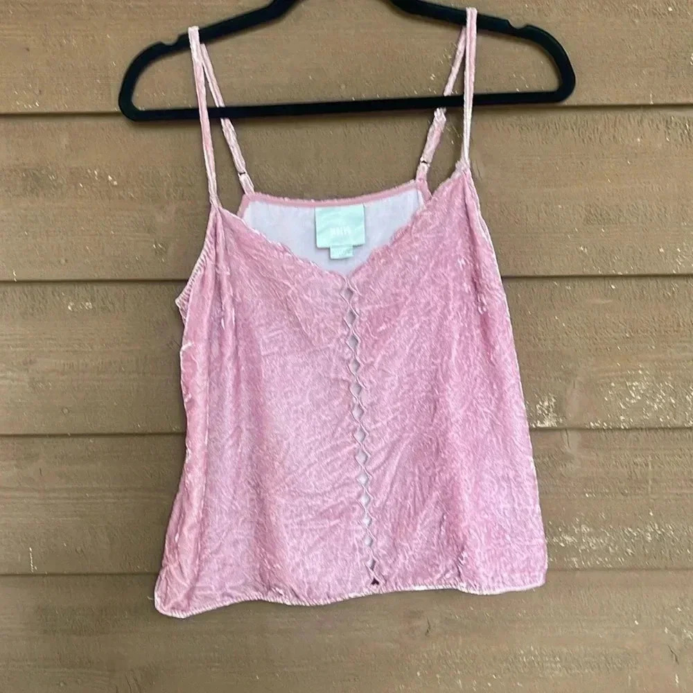 Maeve rose colored crushed velvet tank top size extra small